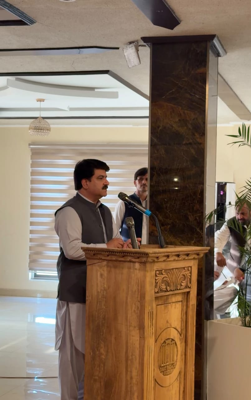Speaker addressing the Swat Palace meetup from the podium